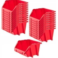 KADAX Werkstatt-Stapelkiste, Lagerboxen (Rot, 20er Set - 214x198mm)
