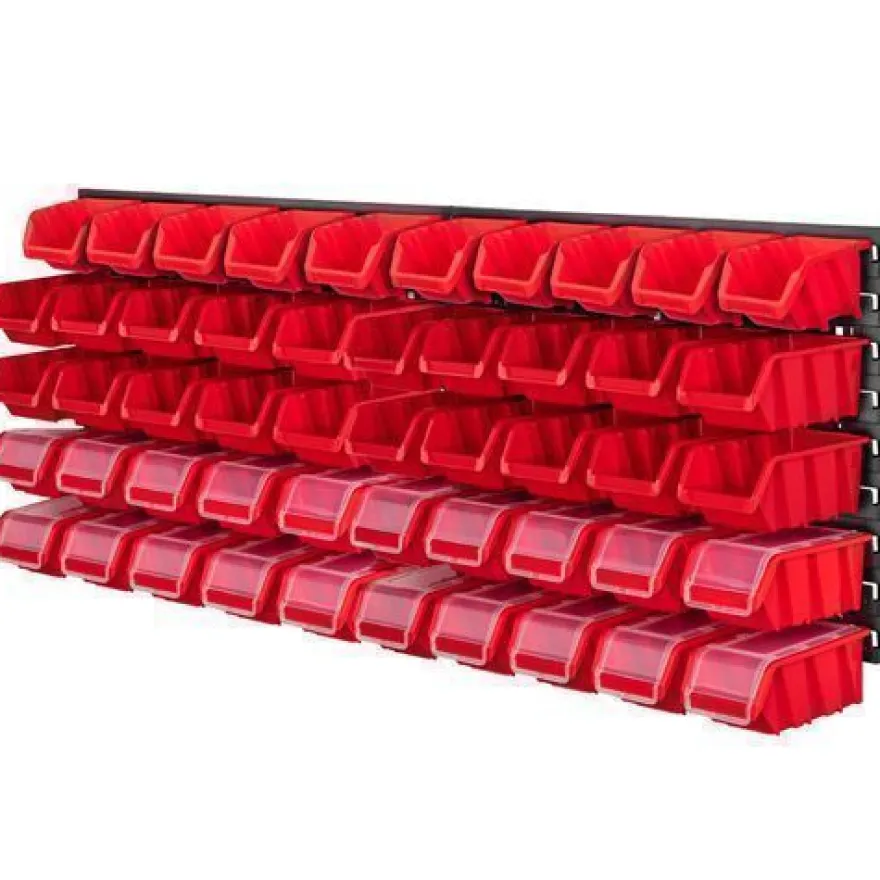 KADAX Werkstattwandregal, Wandplatten, 116 x 39 cm, Rot, 50 tlg
