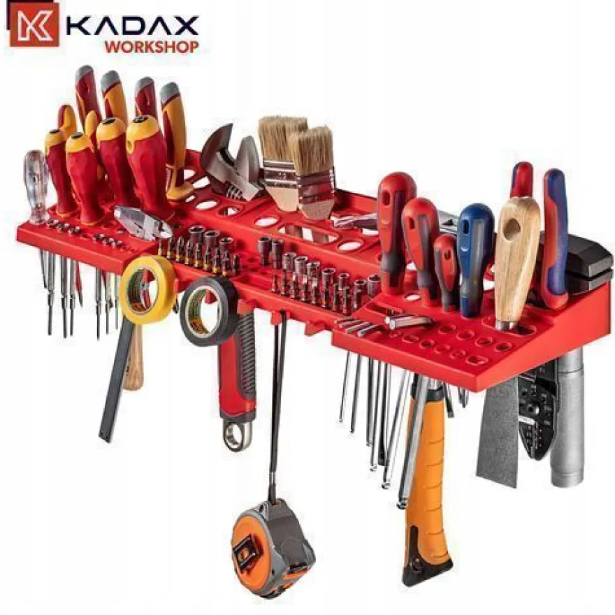 KADAX Werkstattwandregal, Wandplatten, 116 x 78 cm, Rot und Schwarz, 81 tlg