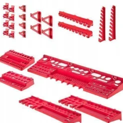 KADAX Werkstattwandregal, Wandplatten, 116 x 78 cm, Rot und Schwarz, 81 tlg