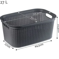 KADAX Wäschekorb, Wäschetruhe aus Kunststoff, Wäschebox 27L, Anthrazit