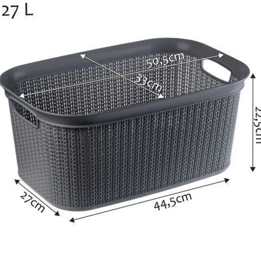 KADAX Wäschekorb, Wäschetruhe aus Kunststoff, Wäschebox 27L, Anthrazit