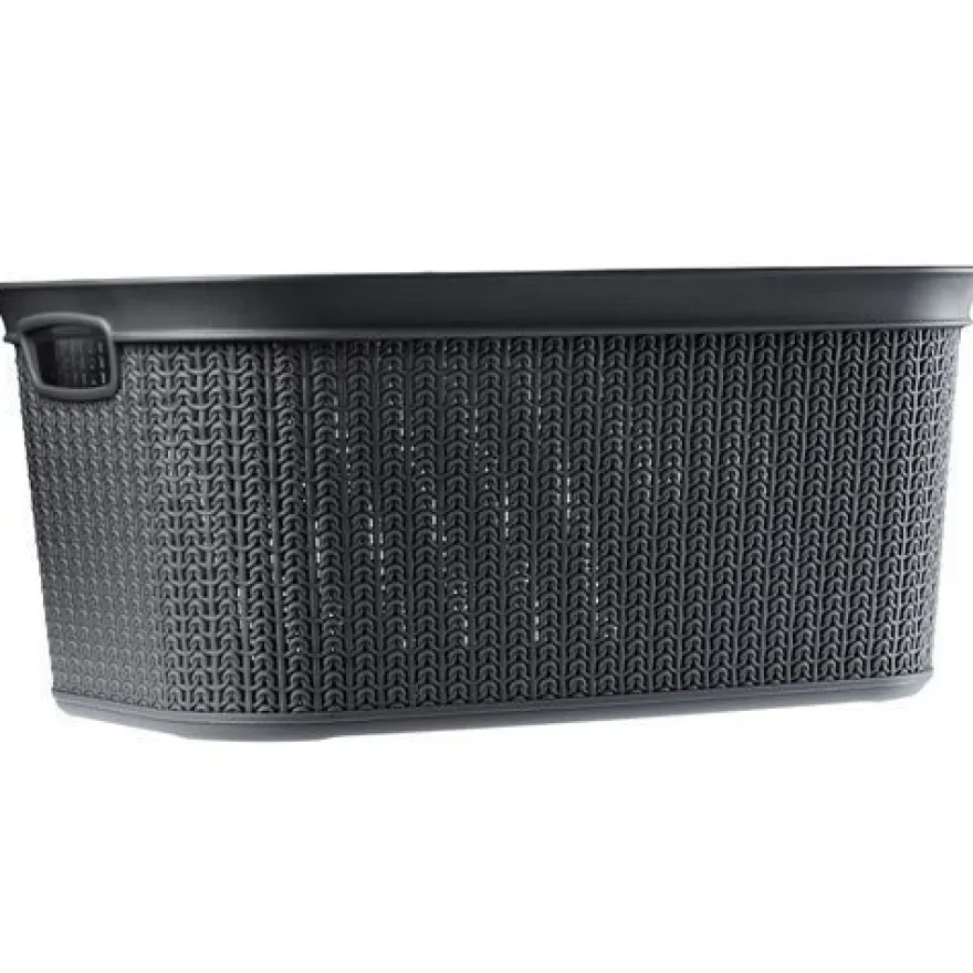 KADAX Wäschekorb, Wäschetruhe aus Kunststoff, Wäschebox 27L, Anthrazit