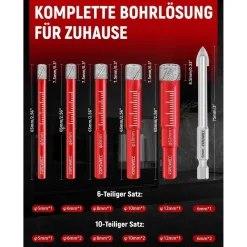 Kafuwell Diamantbohrer Profi-Set 10tlg (5-12mm Glasbohrer & 6mm