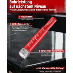 Kafuwell Diamantbohrer Profi-Set 10tlg (5-12mm Glasbohrer & 6mm