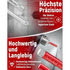 Kafuwell Diamantbohrer Profi-Set 10tlg (5-12mm Glasbohrer & 6mm