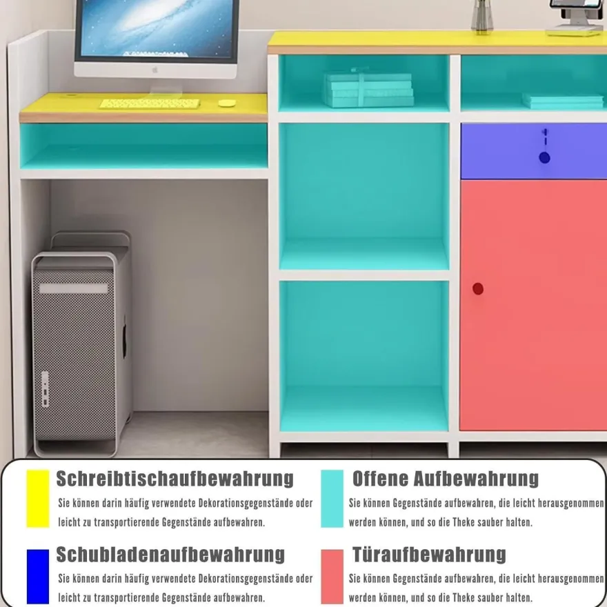 Kailodi Empfangstheke Rezeptionstheke Verkaufstresen aus Holz mit Stauraum, 140