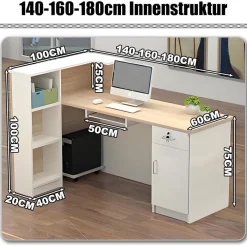 Kailodi Empfangstheke Rezeptionstheke Verkaufstresen aus Holz mit Stauraum