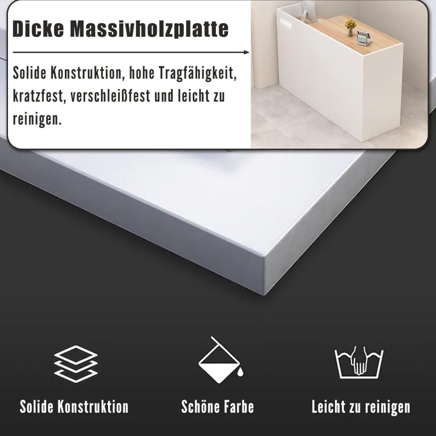 Kailodi Empfangstheke Rezeptionstheke Verkaufstresen aus Holz mit Stauraum