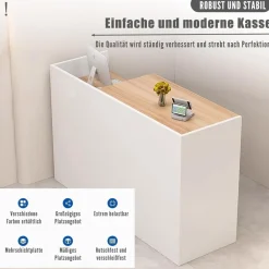 Kailodi Empfangstheke Rezeptionstheke Verkaufstresen aus Holz mit Stauraum