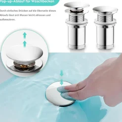 Kaiying G1¼ Waschbecken Ablaufgarnitur, Messing Pop Up Ablaufventil mit Sieb