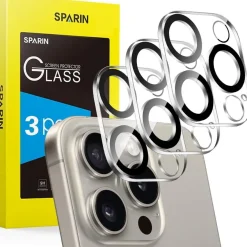 Kameraschutz für iPhone 16 Pro Max, 3er Pack, 9H Panzerglas, Anti-Kratzer