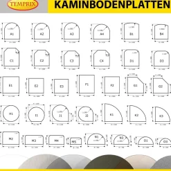 Kamin Bodenplatte 1200x1100x2mm Stahl schwarz Funken & Feuerschutz Ofenplatte C1