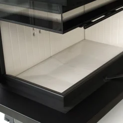 Kamineinsatz aus Stahl KRATKI MBA rechts 17 kW Ø 200 mit Schiebetür gebogenes Glas