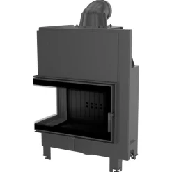 Kamineinsatz aus Stahl KRATKI MBO links 15 KW Ø 200 schwarz Verkleidung