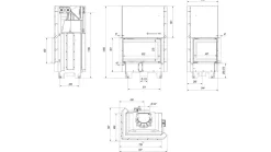 Kamineinsatz aus Stahl KRATKI MBM links 10 kW Ø 200 mit Schiebetür gebogenes Glas