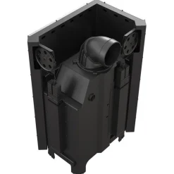 Kamineinsatz aus Stahl KRATKI MBM links 10 kW Ø 200 mit Schiebetür gebogenes Glas