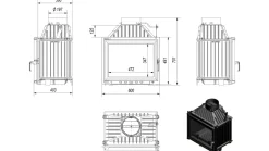 Kamineinsatz KRATKI Maja 8kW Ø200 Gusseiseneinlass Externes Schornsteinset