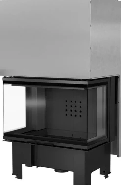 Kamineinsatz KRATKI NBC 800/400 10 kW Ø 200 mit Schiebetür schwarz Verkleidung