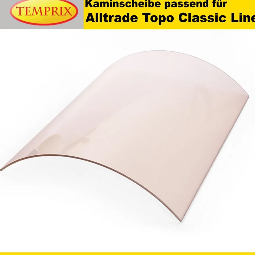 Kaminglas für Alltrade Topo Ofen mit rund gebogener Kaminscheibe ohne/mit Dichtset