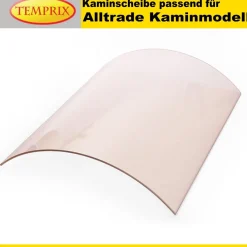Kaminglas für Alltrade Topo Ofen mit rund gebogener Kaminscheibe ohne/mit Dichtset