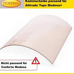 Kaminglas für Alltrade Topo Ofen mit rund gebogener Kaminscheibe ohne/mit Dichtset