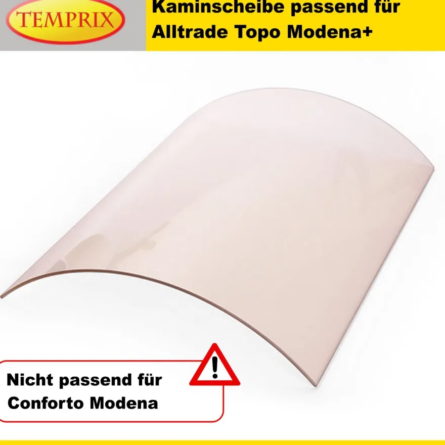 Kaminglas für Alltrade Topo Ofen mit rund gebogener Kaminscheibe ohne/mit Dichtset