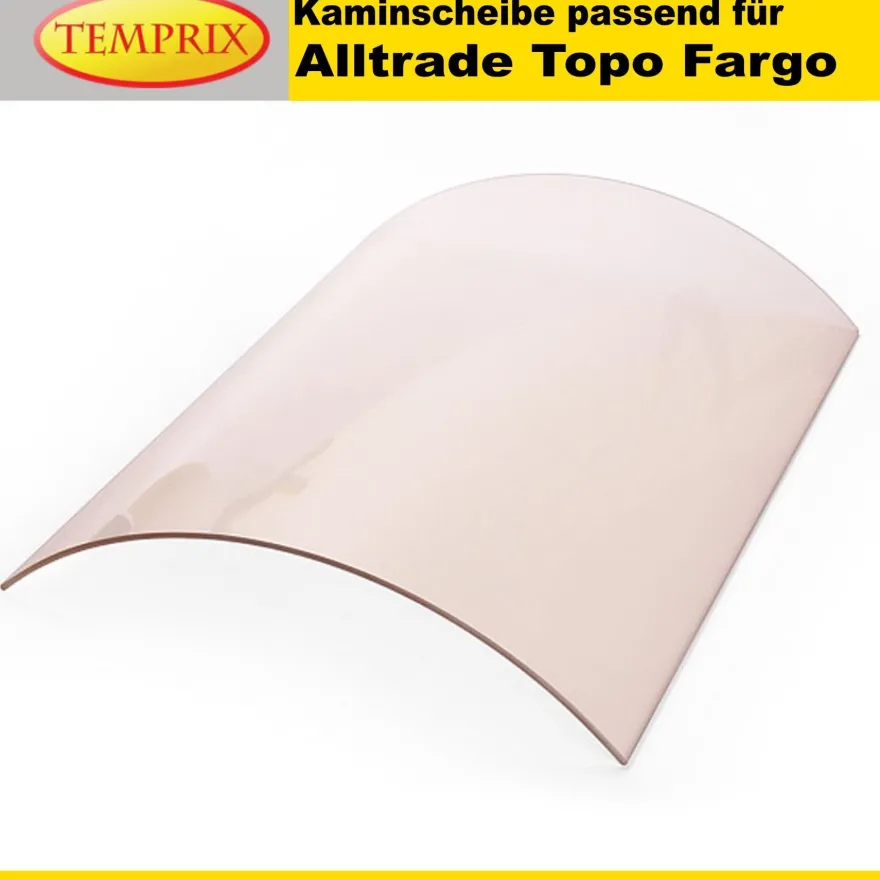 Kaminglas für Alltrade Topo Ofen mit rund gebogener Kaminscheibe ohne/mit Dichtset