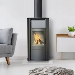 Kaminofen aus Stahl KRATKI Epsilon Ø 150 8 kW mit Türfeder