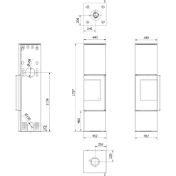 Kaminofen aus Stahl KRATKI REN/L links Ø 150 7 kW mit Türfeder