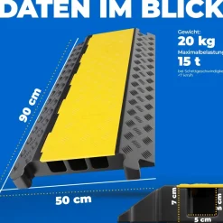 3 Kanal Kabelbrücke Schlauchbrücke m. Deckel Überfahrschutz Stolperschutz 15 t
