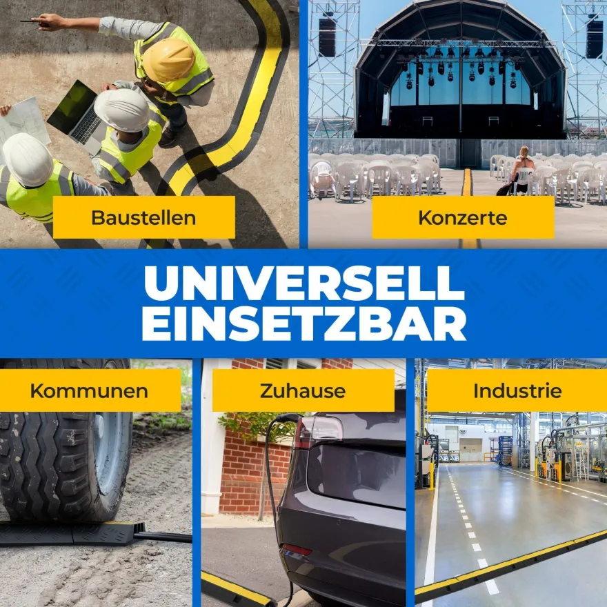 3 Kanal Kabelbrücke Schlauchbrücke m. Deckel Überfahrschutz Stolperschutz 15 t
