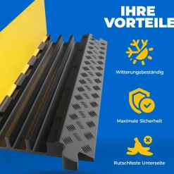 3 Kanal Kabelbrücke Schlauchbrücke m. Deckel Überfahrschutz Stolperschutz 15 t