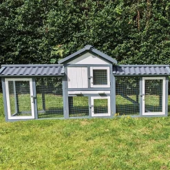 Kaninchenstall Picasso grau weiss mit PVC Welldach