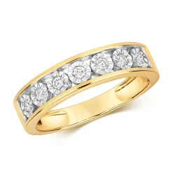 9 Karat (375) Gold Halb Eternity Diamantring Brillant-Schliff 0.15 Karat H - I1 I2