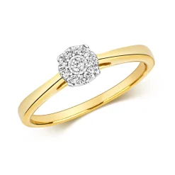 9 Karat (375) Gold Solitär Verlobung Diamantring Brillant-Schliff 0.10 Karat H - I1