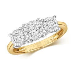 9 Karat (375) Gold Trilogie Diamantring Brillant-Schliff 0.50 Karat G - I1 I2