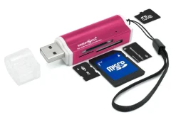 Kartenlesegerät USB Kartenleser schwarz blau oder rot | bis 64 GB