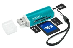 Kartenlesegerät USB Kartenleser schwarz blau oder rot | bis 64 GB