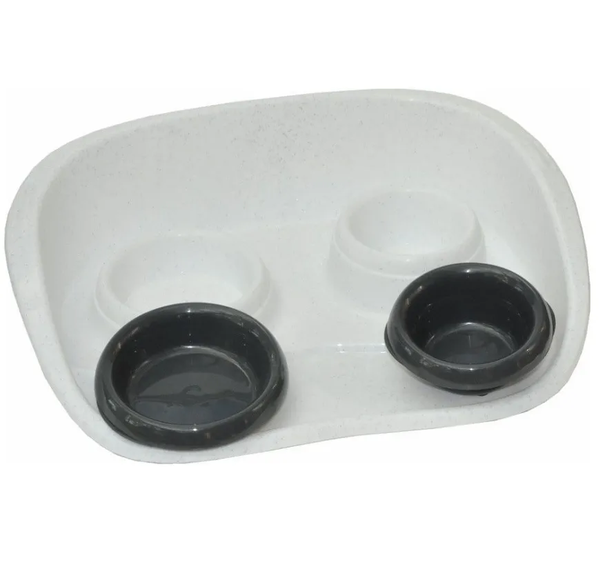 Katzen Futternapf Dinnerset Doppelnapf Futterstation anthrazit