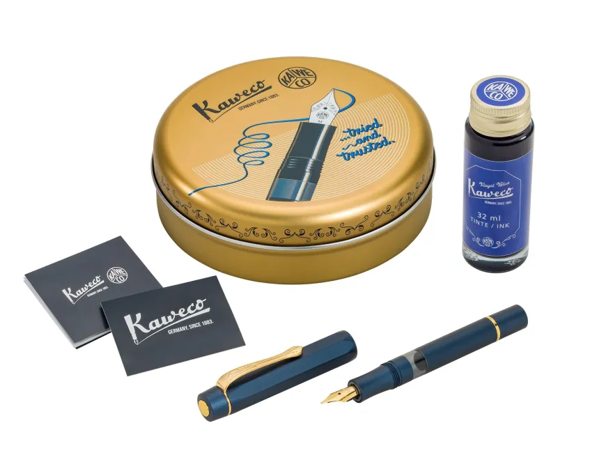 Kaweco Piston SPORT AL Kolbenfüllhalter Navy/Gold | Starter Set