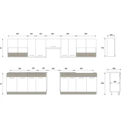 Küche ALINA 350 cm Küchenzeile Einbauküche Küchenblock Sonoma Eiche