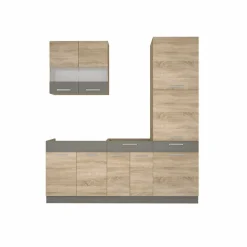 Küche ALINA mit Hochschrank 200 cm Küchenzeile Einbauküche Sonoma Eiche