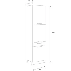 Küche ALINA mit Hochschrank 200 cm Küchenzeile Einbauküche Sonoma Eiche