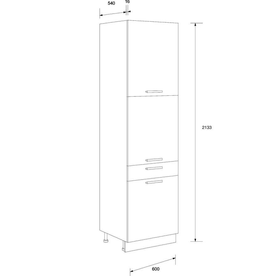 Küche ALINA mit Hochschrank 200 cm Küchenzeile Einbauküche Sonoma Eiche