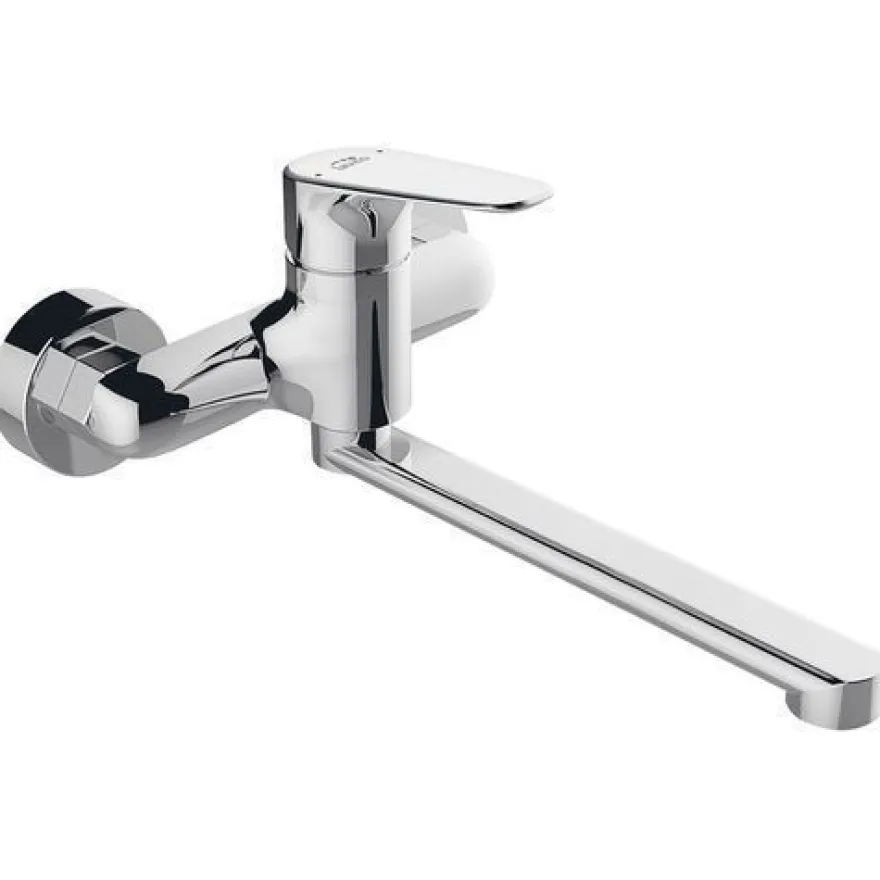 Küchenarmatur Wandmontage Wasserhahn RONDO Küchenmischer für Küche in Silber