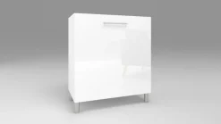 Küchenschrank 1 Türig Weiß Hochglanz Weiß Matt 30 - 70 cm Soft Close chrom beine