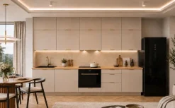 Küchenzeile Alva 300cm Weiß Hochglanz MDF-Soft Close-Premium-Einbauküche 3m