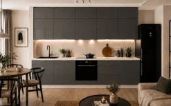 Küchenzeile Alva 300cm Weiß Hochglanz MDF-Soft Close-Premium-Einbauküche 3m
