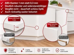 Küchenzeile Alva 300cm Weiß Hochglanz MDF-Soft Close-Premium-Einbauküche 3m